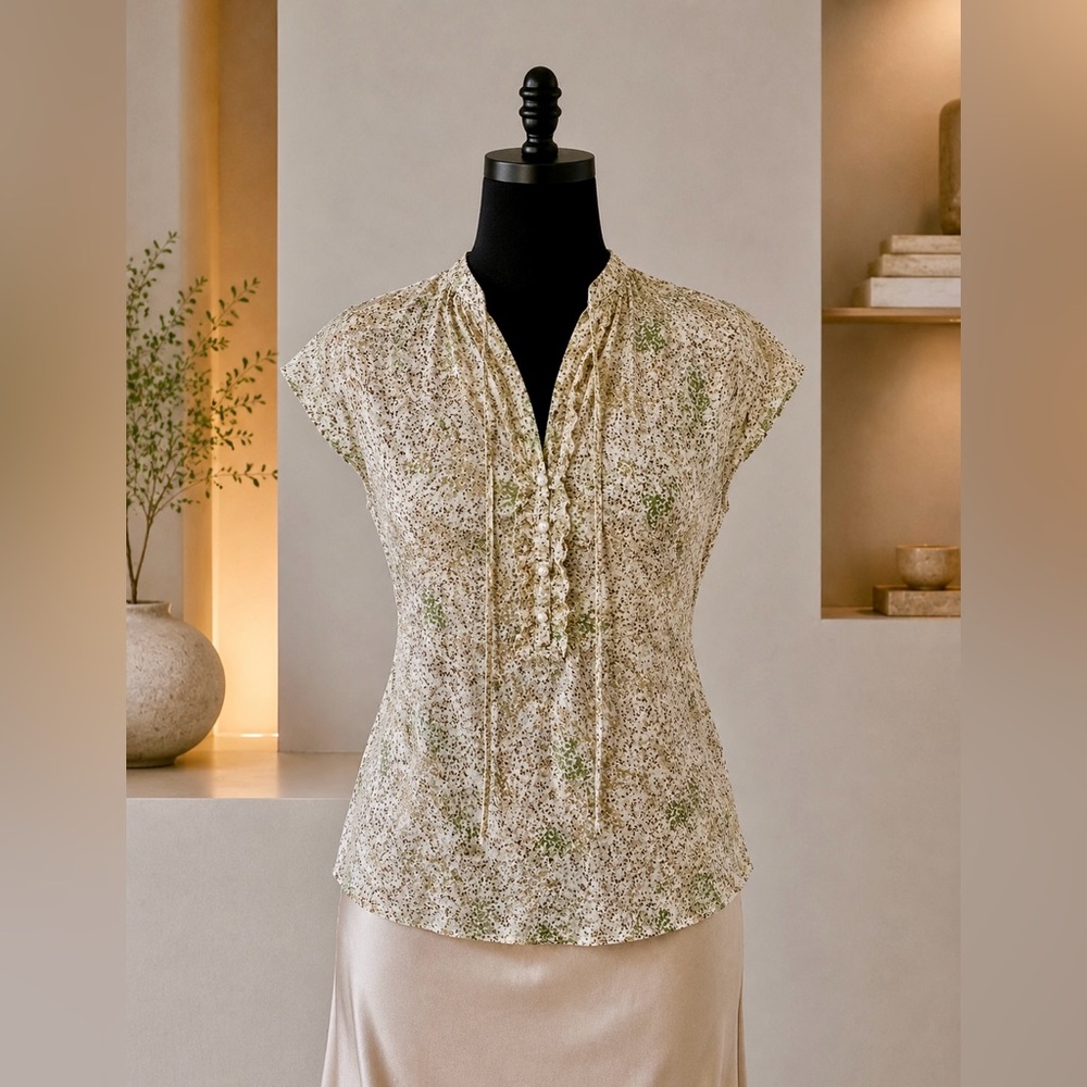 Vintage Banana Republic silk abstract print top / sz